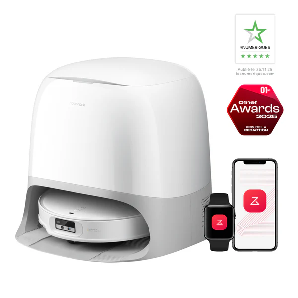 Roborock Qrevo Curv — robot aspirateur laveur avec station incurvée